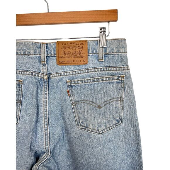 Levi’s Blue Denim Vintage Orange Tab 505 Straight Leg Regular Fit 5 Pocket 34X32 - Picture 4 of 12